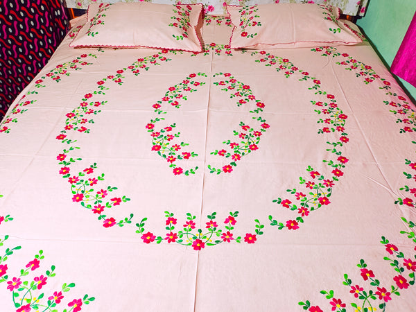 Chikonwala's Hand Embroidered Floral Design Bedsheet