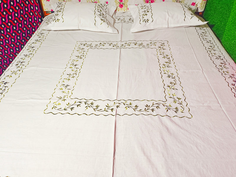 Chikonwala's Flower Embroidered King Size Bedsheet