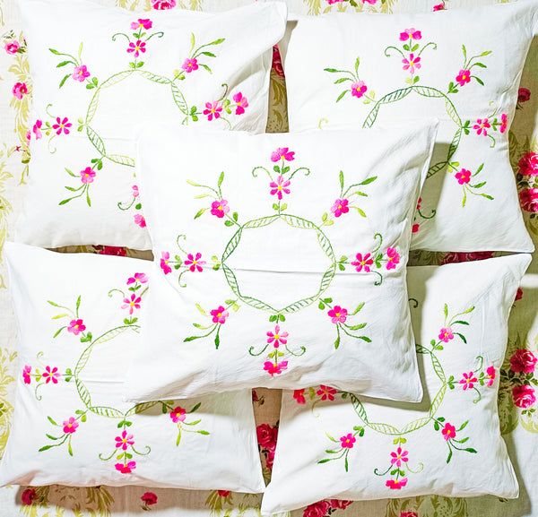 Hand Embroidered Cotton Cushion Covers (Set of 5)