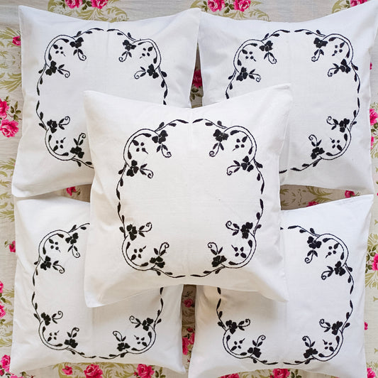 Hand Embroidered Cotton Cushion Covers (Set of 5)