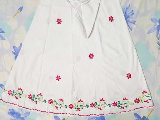 Chikonwala Hand Embroidered Cotton Islamic Namaz Hijab with Floral Embroidery