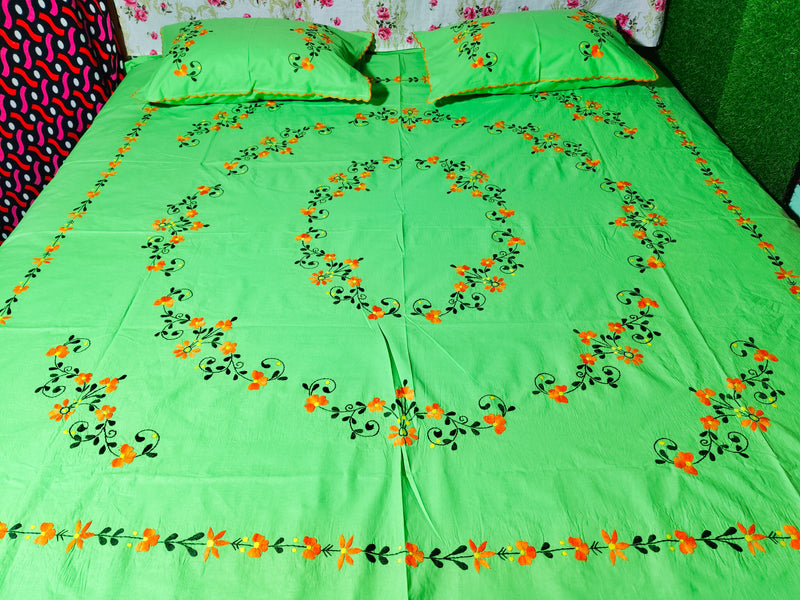 Chikonwala's Hand Embroidered Floral Design Bedsheet