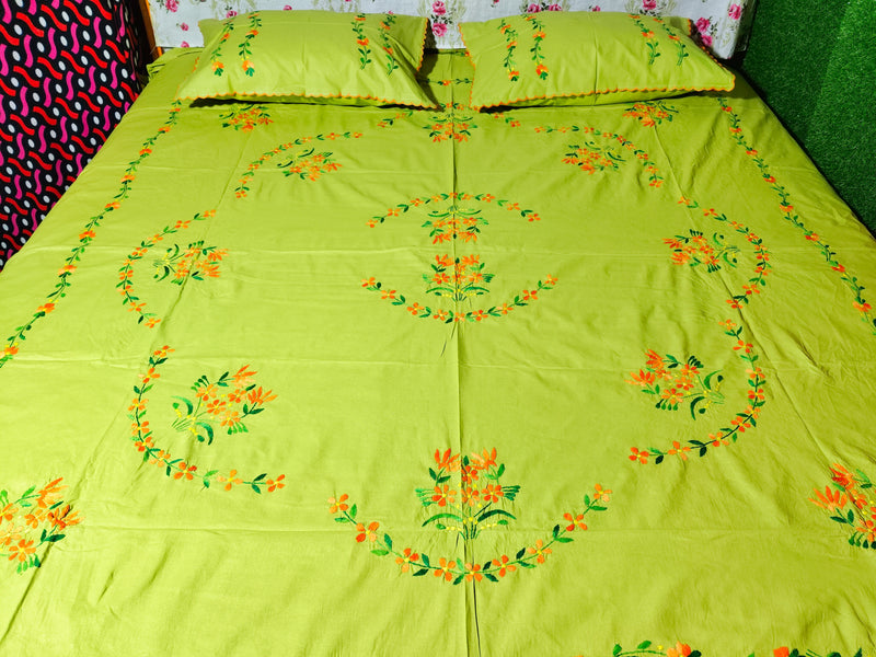 Chikonwala's Hand Embroidered Floral Design Bedsheet