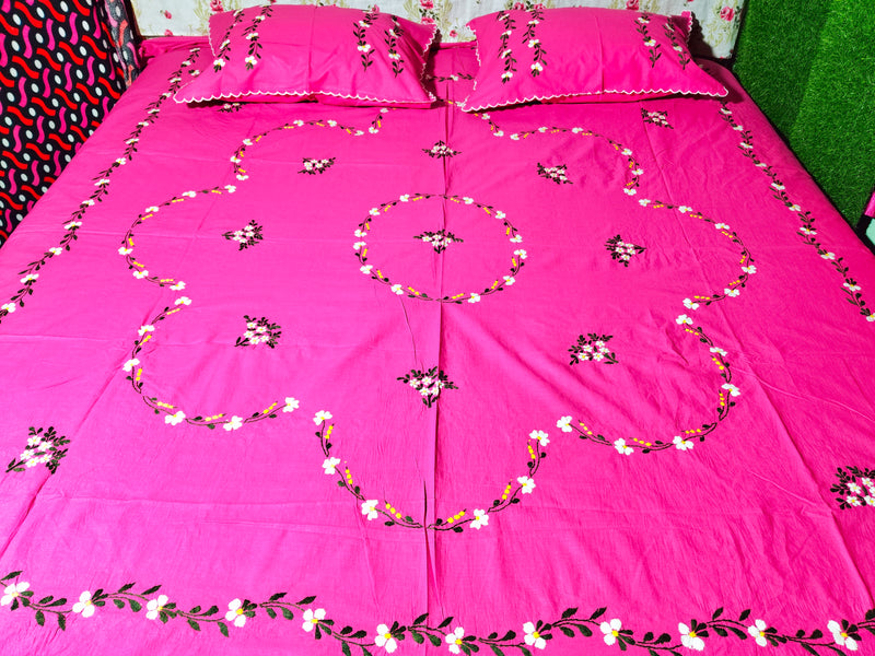 Chikonwala's Hand Embroidered Floral Design Bedsheet