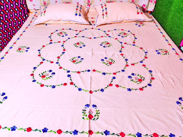 Chikonwala's Hand Embroidered Floral Design Bedsheet