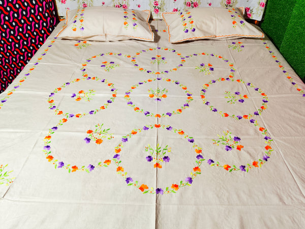 Chikonwala's Hand Embroidered Floral Design Bedsheet