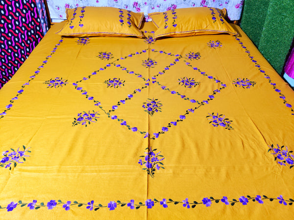 Chikonwala's Hand Embroidered Floral Design Bedsheet