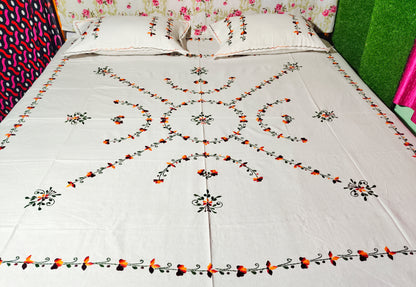 Chikonwala's Hand Embroidered Floral Design Bedsheet
