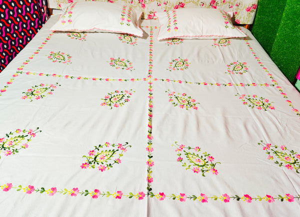 Chikonwala's Hand Embroidered Floral Design Bedsheet