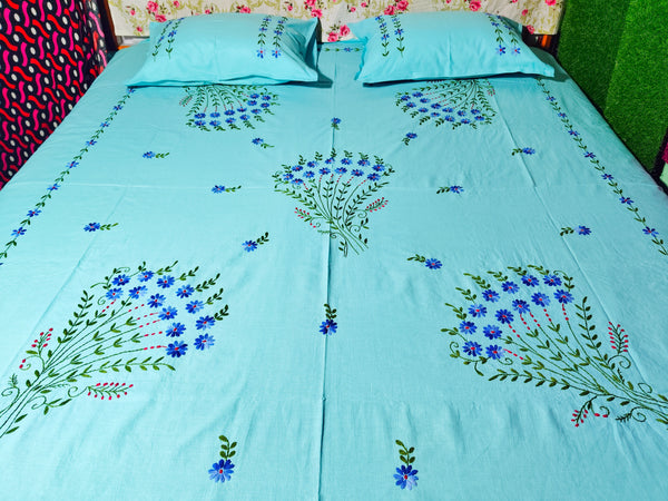 Chikonwala's Hand Embroidered Floral Design Bedsheet