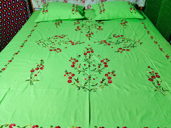 Chikonwala's Hand Embroidered Floral Design Bedsheet