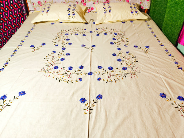 Chikonwala's Hand Embroidered Floral Design Bedsheet