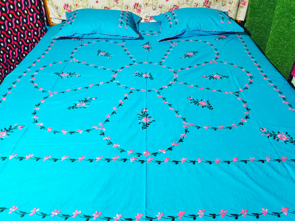 Chikonwala's Hand Embroidered Floral Design Bedsheet