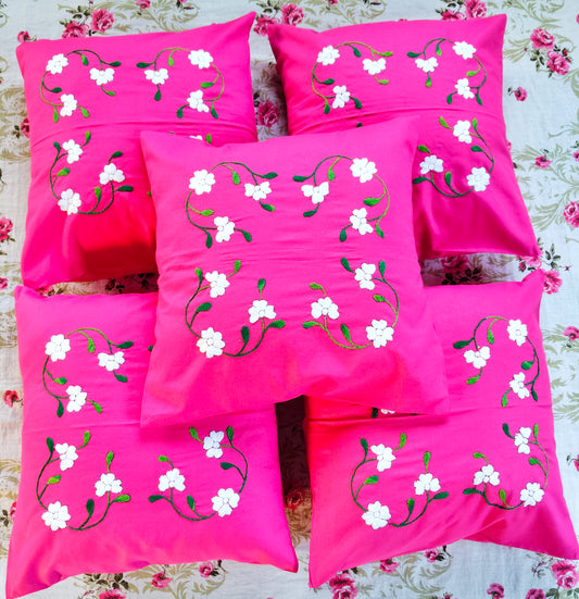 Hand Embroidered Cotton Cushion Covers (Set of 5)