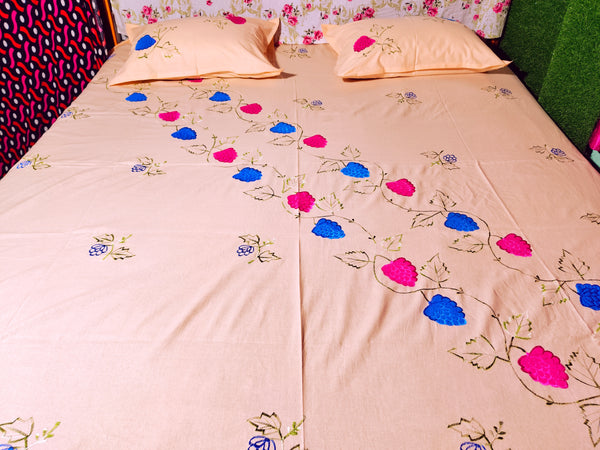 Chikonwala's Applic Work Floral Design Bedsheet