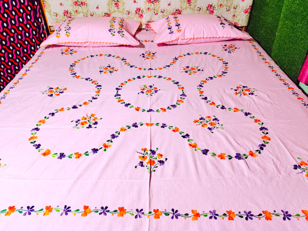 Chikonwala's Hand Embroidered Floral Design Bedsheet