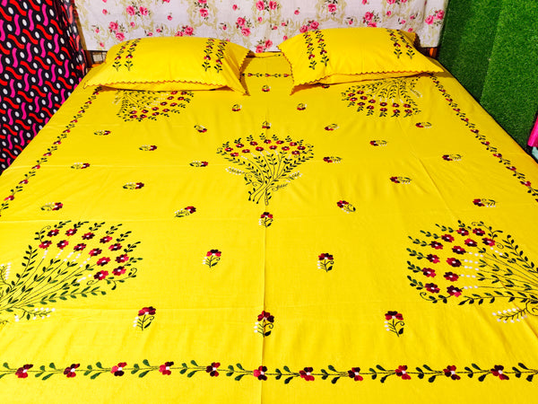 Chikonwala's Hand Embroidered Floral Design Bedsheet