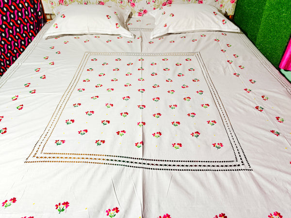 Chikonwala's Hand Embroidered Pure Cotton Bedsheet