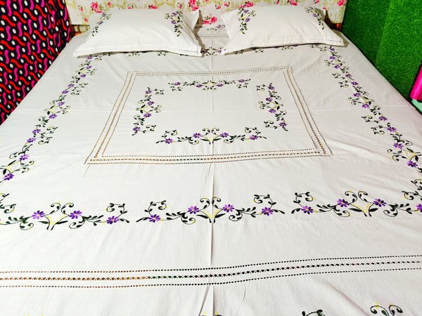 Chikonwala's Hand Embroidered Pure Cotton Bedsheet