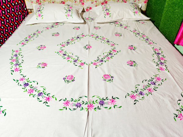 Chikonwala's Hand Embroidered Pure Cotton Bedsheet