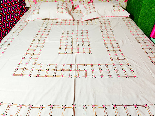 Chikonwala's Hand Embroidered Pure Cotton Bedsheet