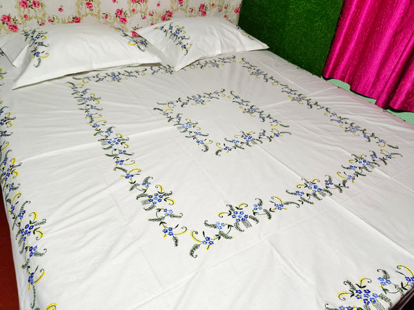 Chikonwala's Hand Embroidered Pure Cotton Bedsheet