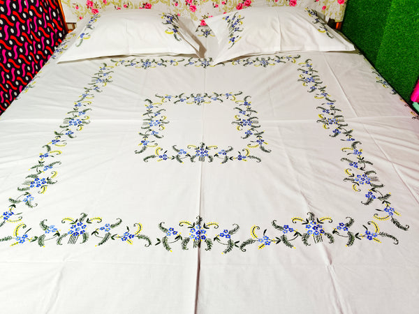 Chikonwala's Hand Embroidered Pure Cotton Bedsheet