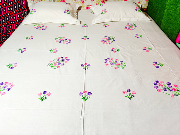 Chikonwala's Hand Embroidered Pure Cotton Bedsheet