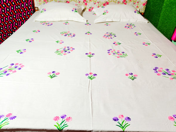 Chikonwala's Hand Embroidered Pure Cotton Bedsheet