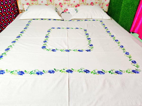 Chikonwala's Hand Embroidered Pure Cotton Bedsheet