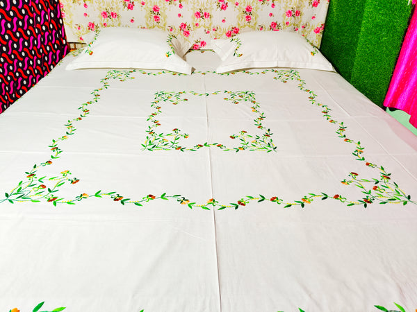 Chikonwala's Hand Embroidered Pure Cotton Bedsheet