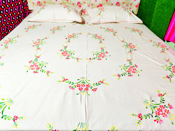 Chikonwala's Hand Embroidered Pure Cotton Bedsheet