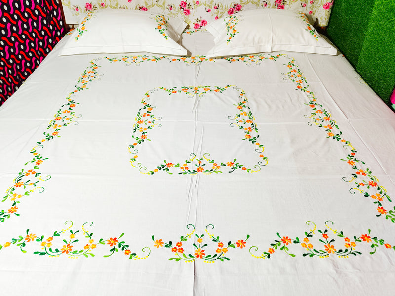 Chikonwala's Hand Embroidered Pure Cotton Bedsheet