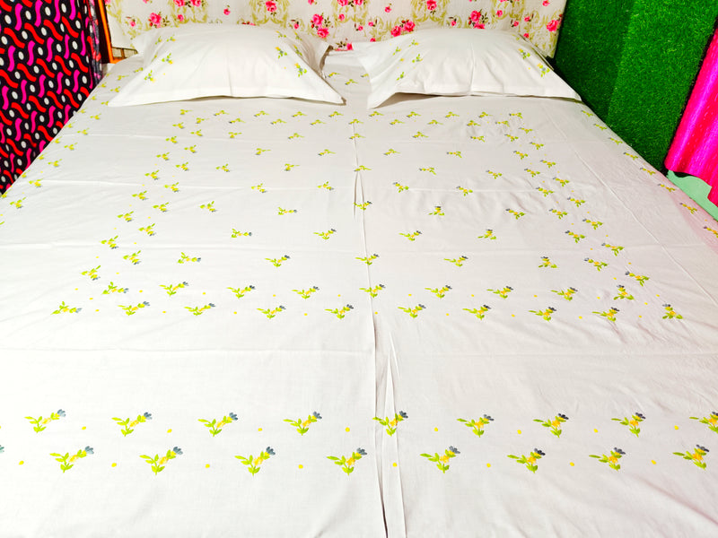 Chikonwala's Hand Embroidered Pure Cotton Bedsheet