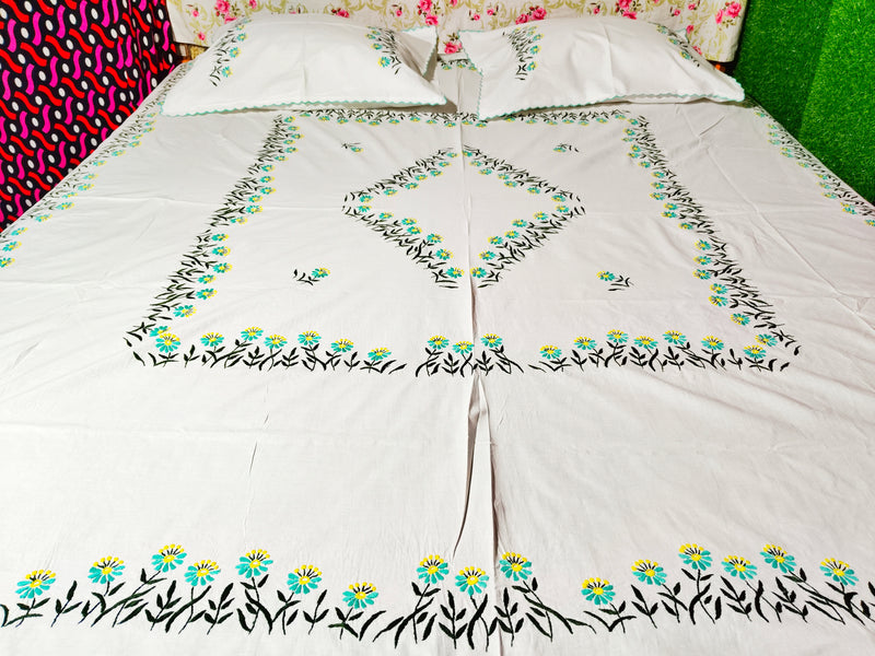 Chikonwala's Hand Embroidered Pure Cotton Bedsheet