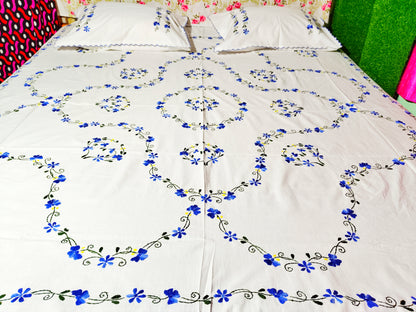 Chikonwala's Hand Embroidered Pure Cotton Bedsheet