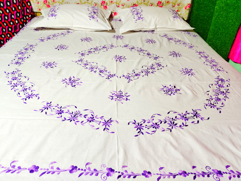 Chikonwala's Hand Embroidered Pure Cotton Bedsheet