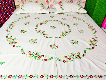Chikonwala's Hand Embroidered Pure Cotton Bedsheet
