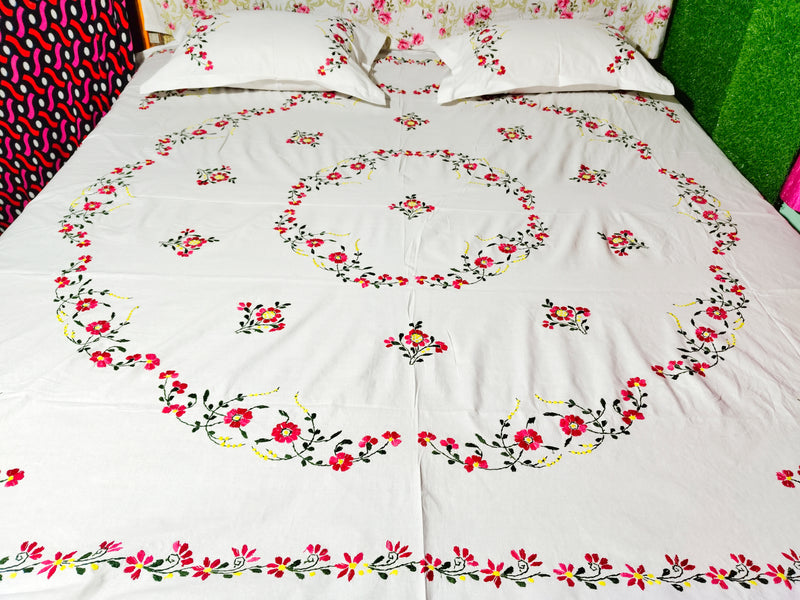 Chikonwala's Hand Embroidered Pure Cotton Bedsheet