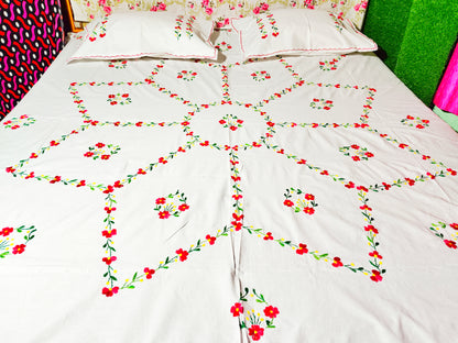 Chikonwala's Hand Embroidered Pure Cotton Bedsheet