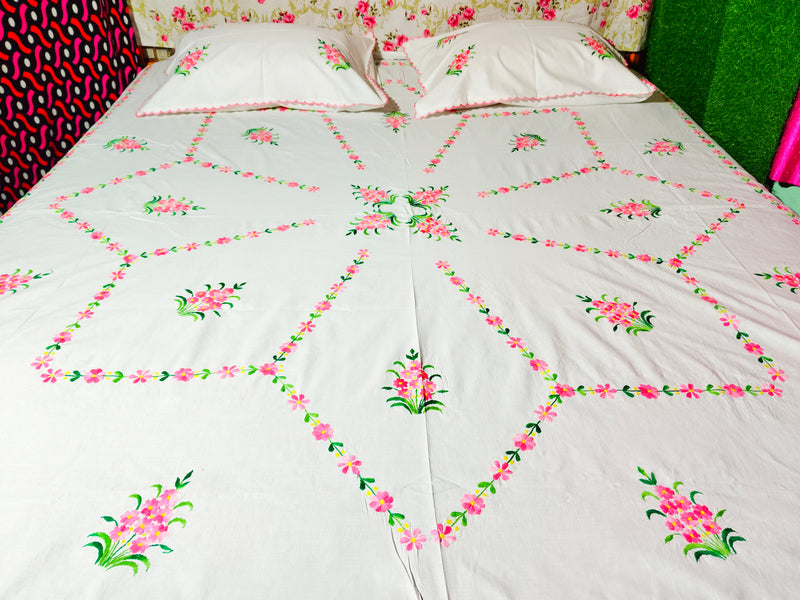 Chikonwala's Hand Embroidered Pure Cotton Bedsheet