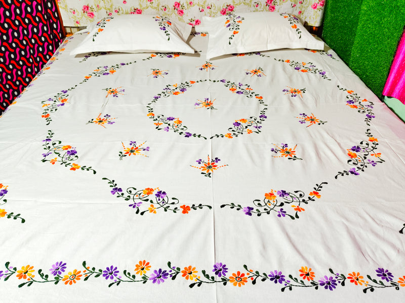 Chikonwala's Hand Embroidered Pure Cotton Bedsheet