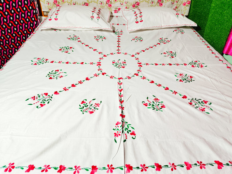 Chikonwala's Hand Embroidered Pure Cotton Bedsheet