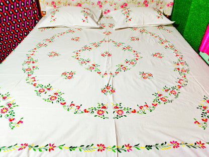 Chikonwala's Hand Embroidered Pure Cotton Bedsheet
