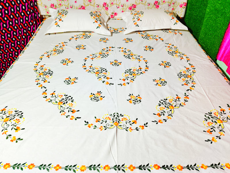 Chikonwala's Hand Embroidered Pure Cotton Bedsheet