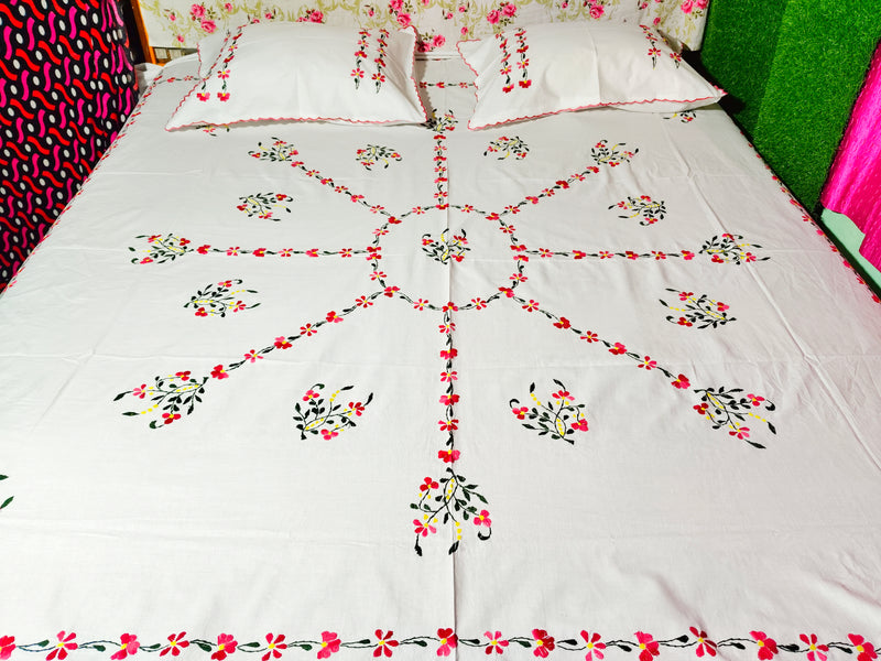 Chikonwala's Hand Embroidered Pure Cotton Bedsheet