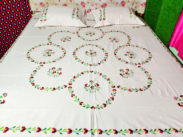 Chikonwala's Hand Embroidered Pure Cotton Bedsheet