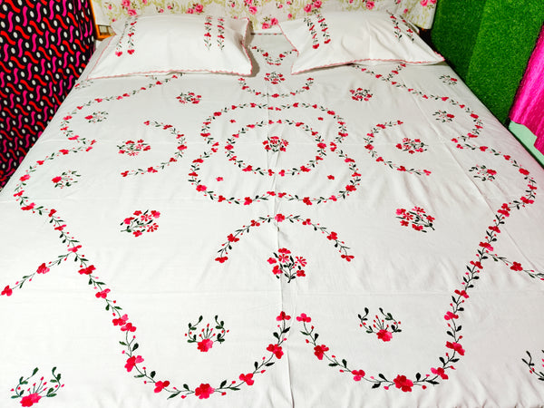 Chikonwala's Hand Embroidered Pure Cotton Bedsheet