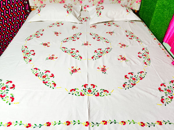 Chikonwala's Hand Embroidered Pure Cotton Bedsheet