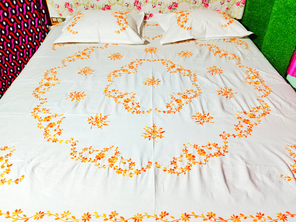 Chikonwala's Hand Embroidered Pure Cotton Bedsheet